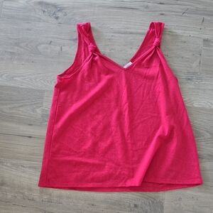LOFT Bright Pink Knotted Strap Tank Top